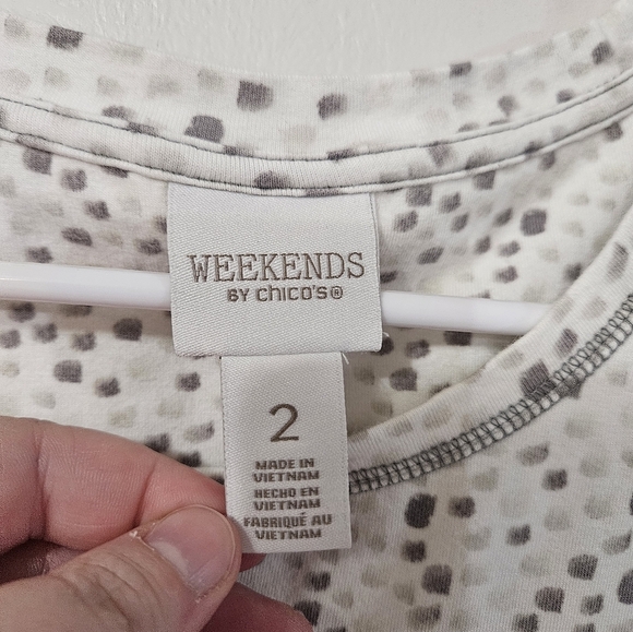 Weekends By Chicos Spotted Short Sleeve Tee! - Picture 2 of 5